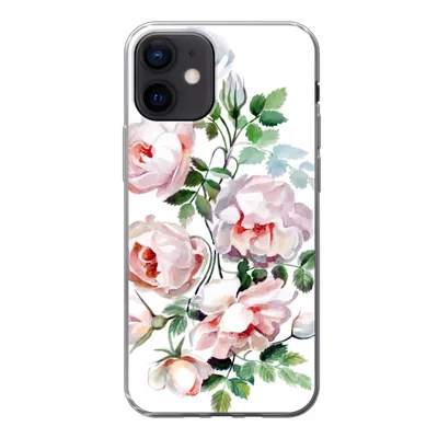 Produktbild von MuchoWow® Handyhülle Schutzhülle Hülle für iPhone 12 Aquarell - Rosen - Blumen Silikon Softcase Handy Hülle - Schutzhülle