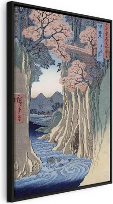 Produktbild von Italienischer Leinwand Leinwandbild - The monkey bridge in the Kai province from the series 'Rokuju-yoshu Meisho zue' (Utagawa Hiroshige) 40x60 cm Reproduktionen l-E-12309-b-a