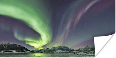 Produktbild von MuchoWow® Poster Nordlichter - Eis - Lila - Grün 40x20 cm - Poster für die Wand - Poster Schlafzimmer