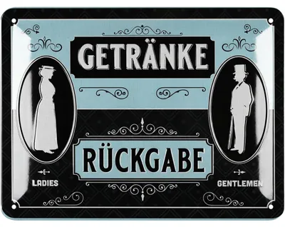 Produktbild von LANOLU Blechschild Getränkerückgabe Schild, Toilettenschild lustig, lustige WC Schilder, Gäste WC Schild, Bad, Badezimmer Türschilder 15x20