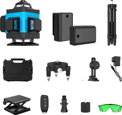 Zdjęcie produktu dla Niwelator laserowy, samopoziomujący w zakresie 360°, w zestawie ze statywem i torbą transportową, zestaw standardowy