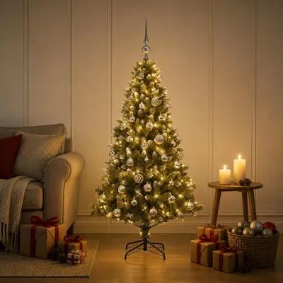 Obrázek produktu pro Umělý vánoční stromek s ozdobami, výška 150 cm, 150 LED diod
