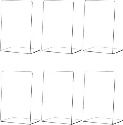 Immagine prodotto di Set di 6 reggilibri in acrilico trasparente per l'organizzazione dell'ufficio e della biblioteca domestica