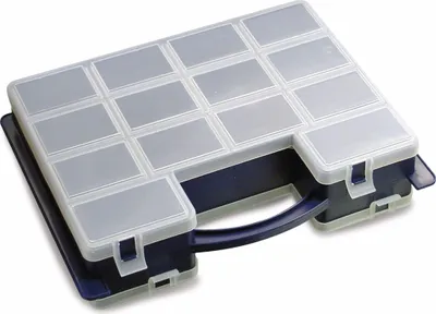 Produktbild von Tragebox doppelseitig mit 32 Fächern, transparente Deckel, 290x220x70 mm
