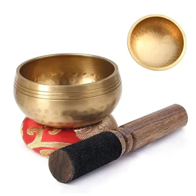 Produktbild von Tibetische Klangschale, Klangschalen Set, 8 cm, mit Klöppel und Kissen, für Meditation, Yoga, Chakra, Meditation Zubehör
