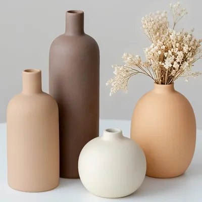 Vazenset, 4-teilig, Keramik, Morandi-Farben, 9,5–25 cm, nordischer Stil
