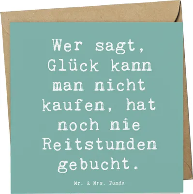 Produktbild von Mr. & Mrs. Panda Grußkarte Spruch Reitlehrerin Freude - Meeresbrise - Geschenk, Berufsalltag, doppelkarte, anlasskarte, Reitausbildung, Pferd, Berufsprodukte, Beruf