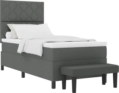 Zdjęcie produktu dla vidaXL Łóżko sprężynowe z materacem ciemnoszare 100 x 200 cm tkanina