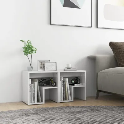 Immagine prodotto di vidaXL Comodini, set da 2 pezzi, bianco lucido, 40x30x40 cm, materiale a base di legno