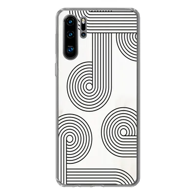 Produktbild von MuchoWow® Handyhülle Schutzhülle Hülle für Huawei P30 Pro Abstrakt - Schwarz - Weiß - Kreis Silikon Softcase Handy Hülle - Schutzdeckel
