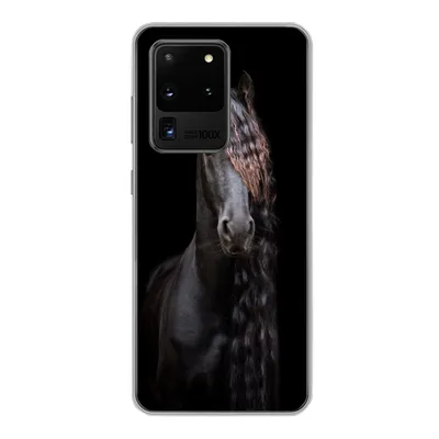 Produktbild von MuchoWow® Handyhülle Schutzhülle Hülle für Samsung Galaxy S20 Ultra Pferde - Friesisch - Mähne - Schwarz - Tiere Silikon Softcase Handy Hülle - Karteninhaber