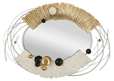 Produktbild von FURNLUX Wandspiegel Klee Gold 114cm / Hauptfarbe: Gold / Abmessungen: 114 x 81 x 7 cm