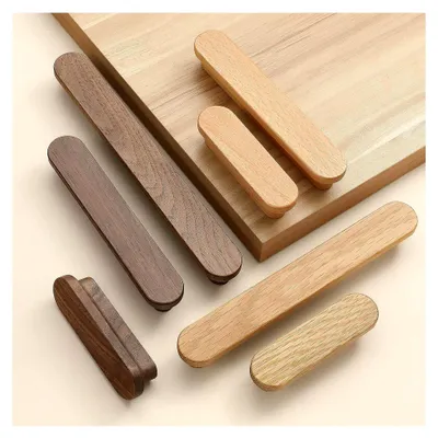Produktbild von 6 Stück Holzgriffe aus Eiche, 19,8 cm breit für Schranktüren und Schubladen
