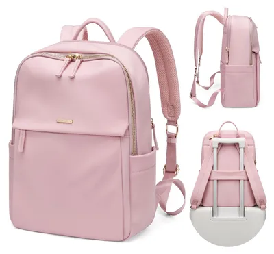 Image de Sac à dos de 14 pouces, rose, avec portefeuille, idéal pour le travail et les voyages