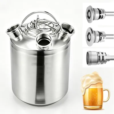 Bierreinigungsfass Edelstahl 10L, 3 Anschlüsse A/S/G, mit Deckel