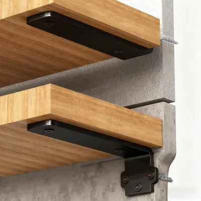 Zdjęcie produktu dla 4 sztuki solidnych metalowych wsporników do półek, 20 cm, czarne