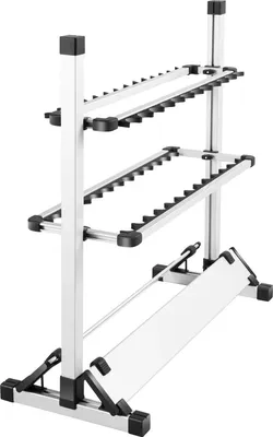 Image de Support pour cannes à pêche - Porte-canne - Pour 24 cannes - Portable - Alliage d'aluminium - Intérieur/extérieur - Blanc
