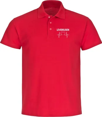 Produktbild von multifanshop Poloshirt - Leverkusen - Herzschlag, rot, Größe 3XL