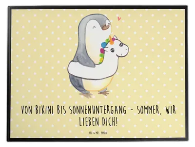 Produktbild von Mr. & Mrs. Panda schreibauflage Sommer Meer Strand - Gelb Pastell - Geschenk, Urlaub Am, bastelunterlagen, Strandurlaub, Sommerferien, abwaschbare schreibtischunterlage