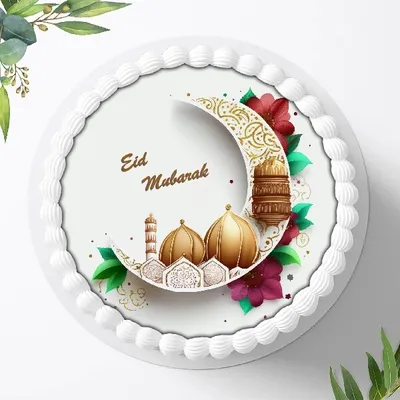 Produktbild von Für die Geburtstags Torte ein Tortenaufleger, Zuckerbild mit dem Motiv: Eid al Adha Mubarak,Ramadan , Essbares Foto für Torten, Fondant, Ø 20cm, 1374z