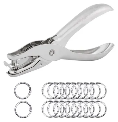 Produktbild von Lochzange 6 mm Metall mit 20 Loseblatt Ringen für Papier Karten Leder Fotos DIY Handwerk