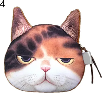 Produktbild von Lustige Katze Gesicht Kopf Druck Mini Münztasche Brieftasche Geldbörse Reißverschlusstasche Kinder Geschenk Lila