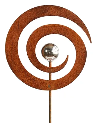 Produktbild von Rost Gartenstecker Spirale mit Edelstahlkugel 114 cm Edelrost Gartendeko Metall