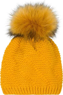 Produktbild von styleBREAKER Uni Einfarbige Strick Bommelmütze fein gestrickt mit Fleece Futter, Winter Fellbommel Mütze 04024175