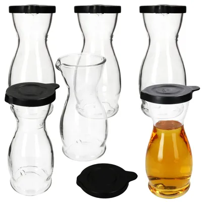 Produktbild von 6x MIA MISURA Wein-Karaffe mit Deckel schwarz 0,5L geeicht Glas-Krug Saft Wasser