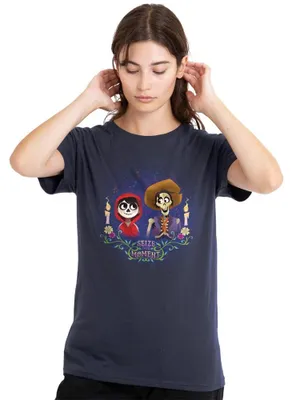 Zdjęcie produktu dla Koszulka męska Disney Coco, "Chwytaj swój moment" z postaciami Miguela i Héctora, kolor granatowy, rozmiar XL