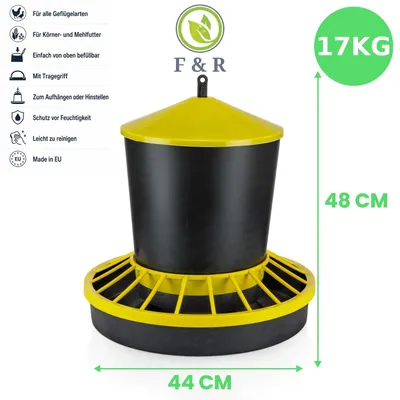 Produktbild von Futterautomat Futterspender aus Kunststoff für Geflügelarten Futtertrog Geflügel 17kg