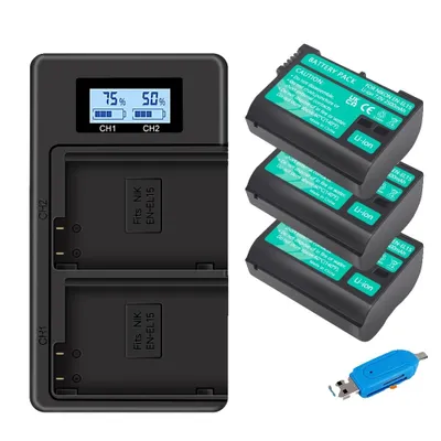 Obrázok produktu pre Batérie pre fotoaparáty Nikon, kapacita 2500 mAh, súčasťou balenia je duálna nabíjačka, 3 batérie 1 nabíjačka
