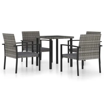 Image de vidaXL Ensemble de jardin 5 pièces Poly rotin gris