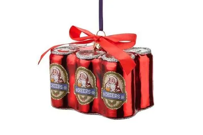 Immagine prodotto di Gift Company Hänger Sixpack Bierdosen, Weihnachtsdeko, Anhänger, Baumschmuck, Glas / Polyester, Rot, 1071201003