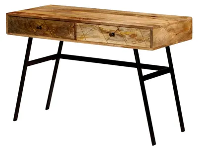 Produktbild von Schreibtisch aus massivem Mangoholz mit Schubladen 110×50×76 cm als Computertisch oder Nähtisch