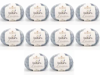 Immagine prodotto di 10 gomitoli di filato "Natura Linen" di DMC – filato estivo per lavorare a maglia, composto da una miscela di lino (50 g), colore (07)