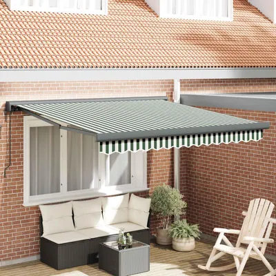 Image de Maison Exclusive - Store banne télescopique vert et blanc 300 x 250 x 165 cm