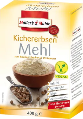 Produktbild von Müllers Mühle Kichererbsen Mehl zum Kochen Backen und verfeinern 400g