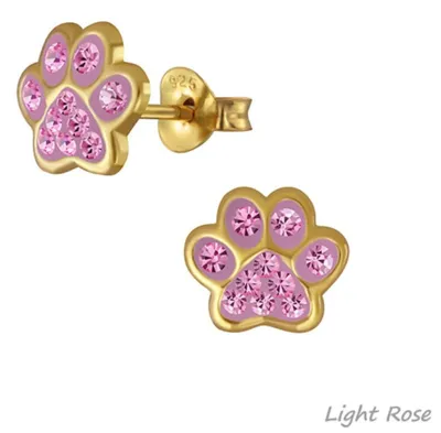 Produktbild von Ohrringe Silber 925 Ohrstecker „Pfote / Pfötchen“ gold Light Rose