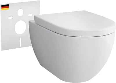 Produktbild von Alpenberger WC Set Toilette mit WC Deckel | Wand WC Spülrandlos | Moderne Kloschüssel mit Nano und Schallschutz | WC Sitz mit Absenkautomatik | Spülrandloses WC Passend zu Geberit
