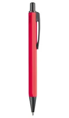 Produktbild von Aluminium Kugelschreiber matt rot, sechseckig, 14 cm, Druckmechanismus, schwarze Tinte
