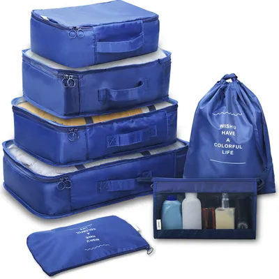 Produktbild von 7 STueCKE Packwuerfel Reiseverpackungstaschen Gepaeckorganisatoren Netztaschen Kulturbeutel Unterwaeschetasche Separate Aufbewahrung fuer Geschaeftsreisen