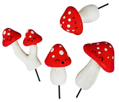 Imagen del producto de Set de 4 mini macetas con forma de seta – Originales adornos para la decoración de su jardín – Regalo para plantas de interior