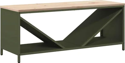 Immagine prodotto di vidaXL Porta legna con piano in legno Verde oliva 100,5x35,5x40 cm