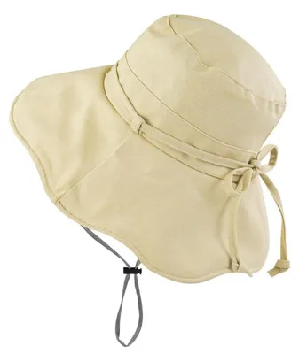 Produktbild von Damen Sonnenhut faltbar mit Windband und Schleife, breite Krempe, Khaki