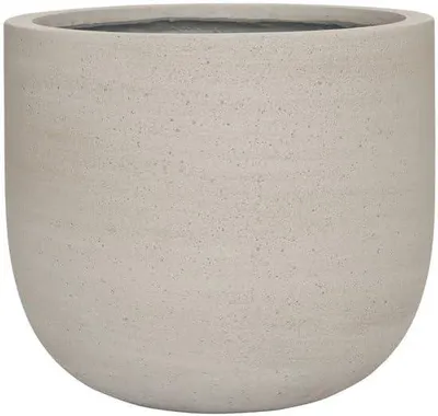 Imagen del producto de Macetas redondas, con un diámetro de 37 cm, color beige lavado, aptas para interior y exterior