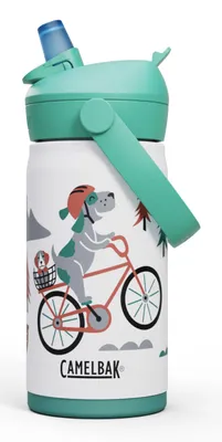 Kinder-Trinkflasche mit Klapp-Trinkhalm, 350 ml, Fahrrad-Motiv