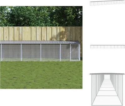 Zdjęcie produktu dla vidaXL Klatka dla kur z dachem jasnoszara 1003x98x90 cm stal ocynkowana - Pomieszczenia i wybiegi dla małych zwierząt