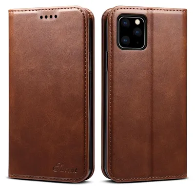 Produktbild von Suteni Art Klapphülle für iPhone 11 Pro - 3 Kartenfächer mit Standfunktion Kunstleder Braun