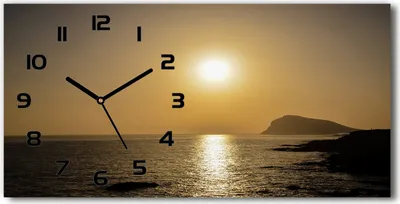 Produktbild von Wanduhr aus Glas – 60x30 cm - Glasbild - Glasuhr - Gehärtetes Glas - schwarze-zeiger - Sonnenuntergang Meer